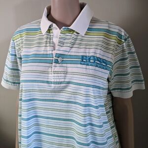 Hugo Boss striped polo tshirt, size medium